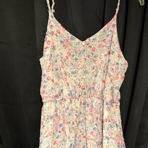 Peach Love California Floral Dress - Pink and Blue